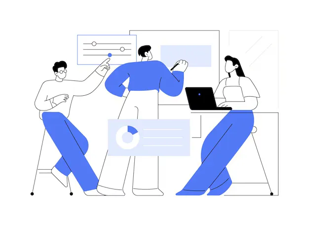 Illustration de 3 personnes en train de faire une réunion
